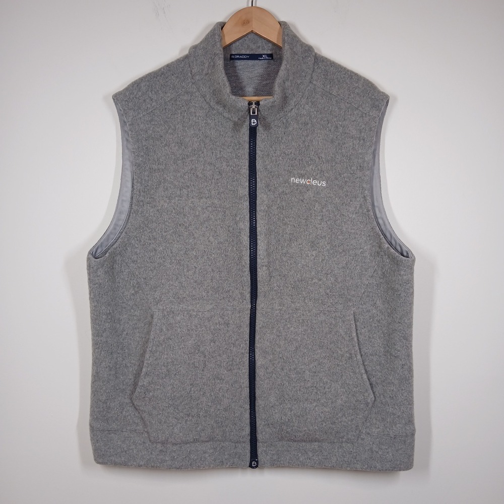 B. Draddy Newcleus Vest Mens XL Gray Wool Blend Full Zip Preppy Country Club